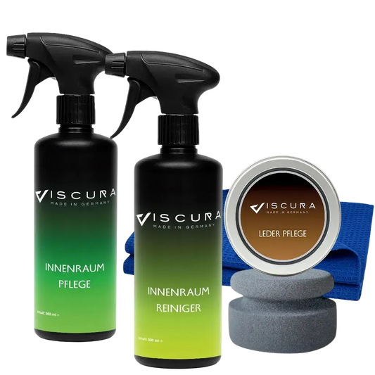 VISCURA All-in-One Interieur Set mit Innenraumreiniger, Pflege und Lederpflege für optimale Autopflege.
