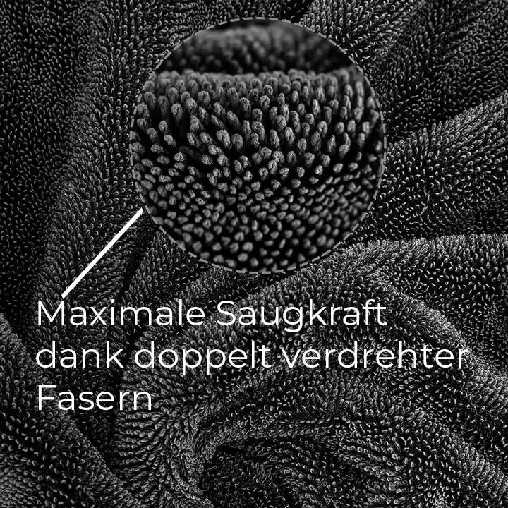 Detailaufnahme der VISCURA Mikrofaser mit maximaler Saugkraft durch doppelt verdrehte Fasern für streifenfreies Trocknen.