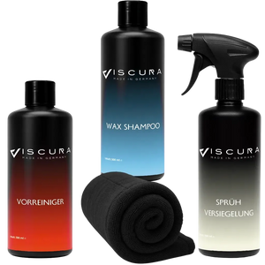 VISCURA All-In-One Exterieur Set: Vorreiniger, Wax Shampoo, Sprühversiegelung für perfekte Autopflege.
