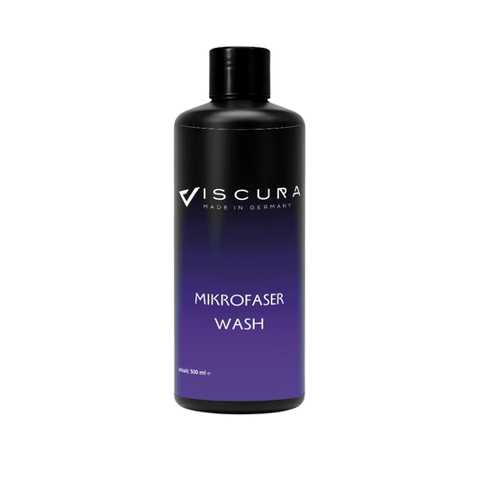 VISCURA Mikrofaserwash 500ml bottle for effective microfiber cleaning and maintenance for auto detailing.
