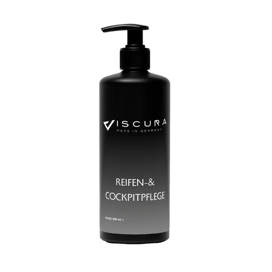 VISCURA Reifen- & Cockpitpflege 500ml Flasche für Autopflege, Reinigung und Schutz von Kunststoff- und Gummiteilen.