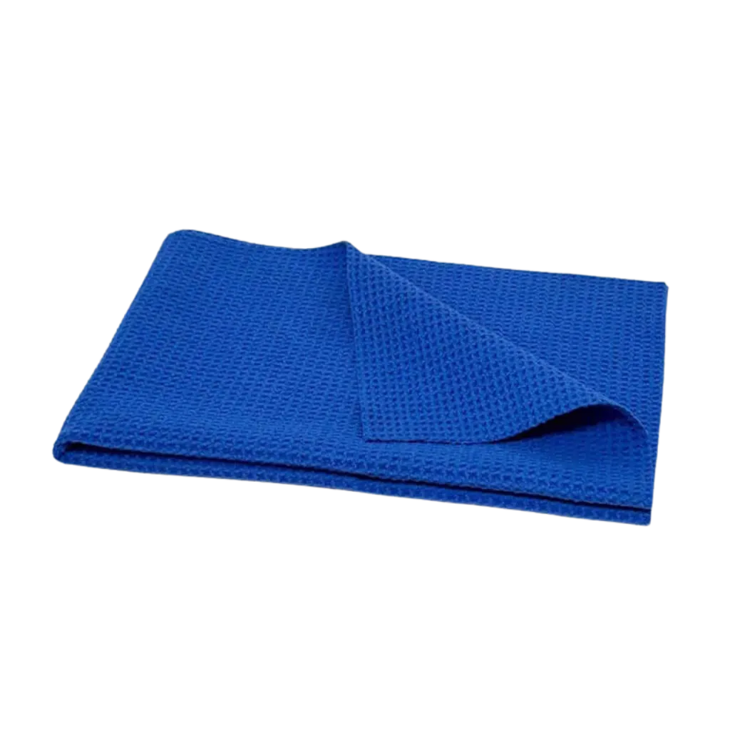 Viscura Waffeltuch in Blau für streifenfreie Reinigung von Glas und Displays.